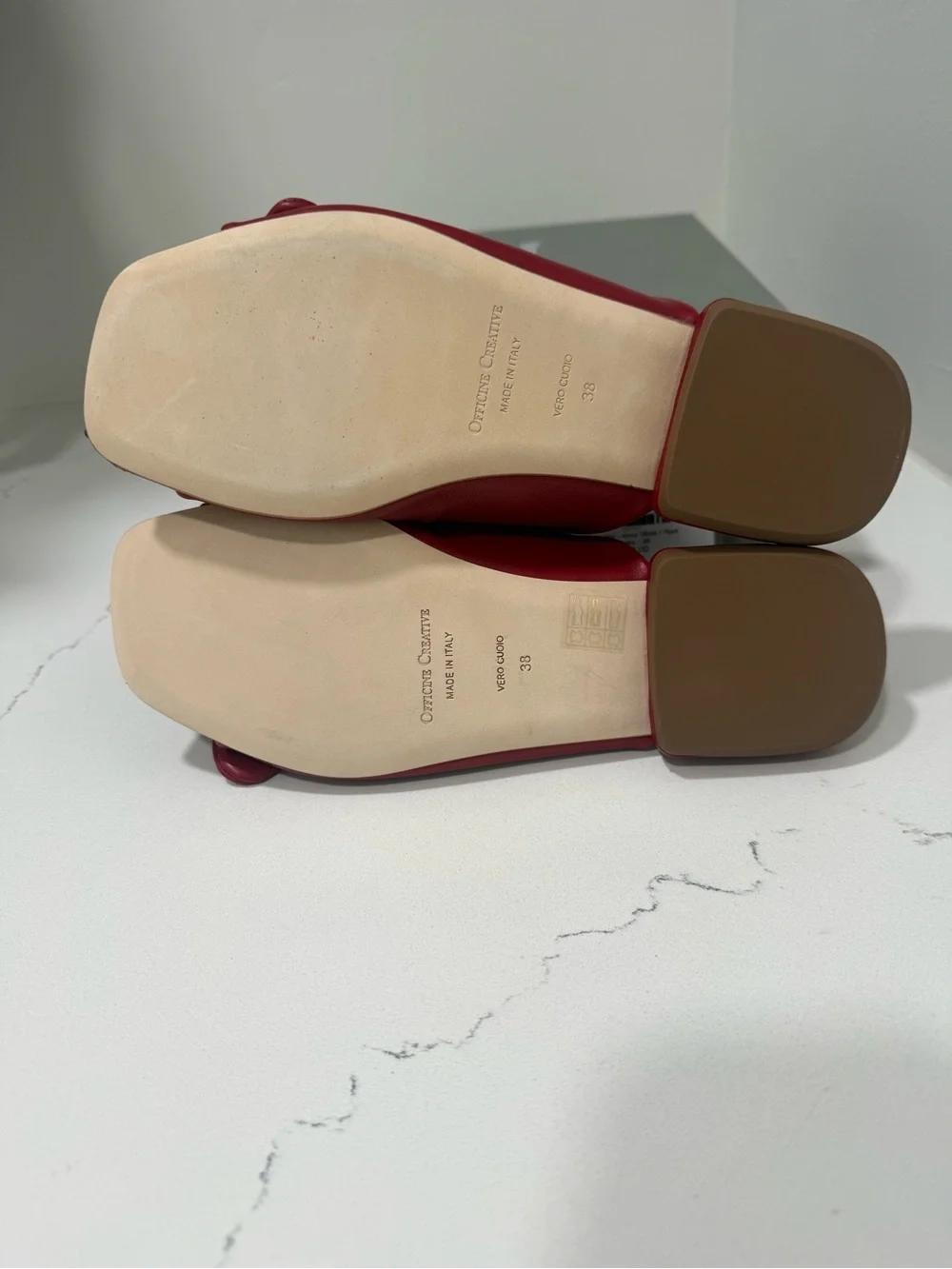 Officine Creative Red Knotted Double-Strap Slide Sandals